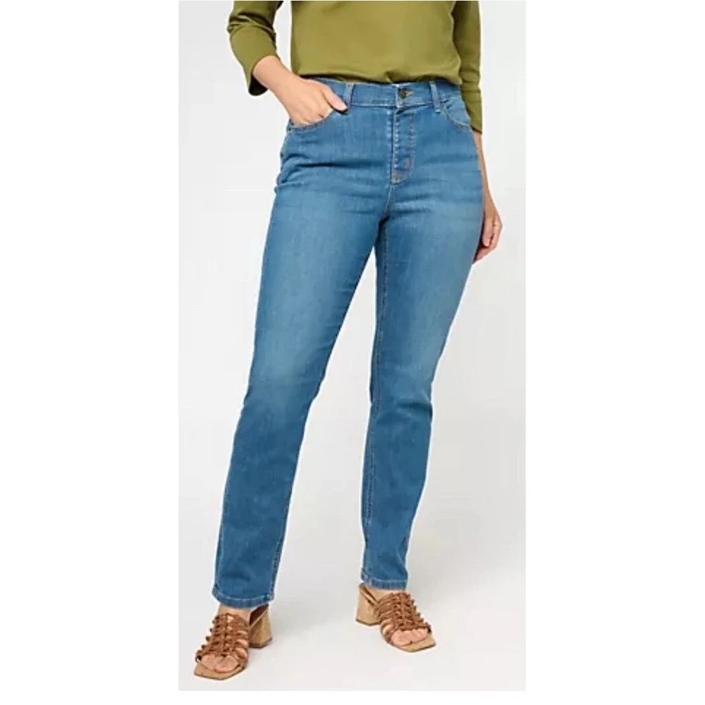 Denim Co Womens High Rise Straight Leg Jeans Medium Wash Blue Size 8 8188-084257